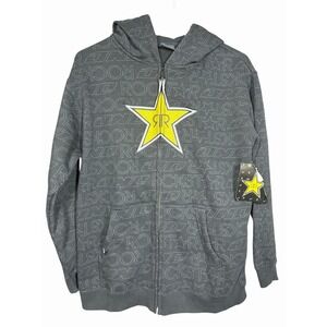 Rockstar Energy Drink One Industries Boys Full Zip Hoodie‎ Sweatshirt Black L
